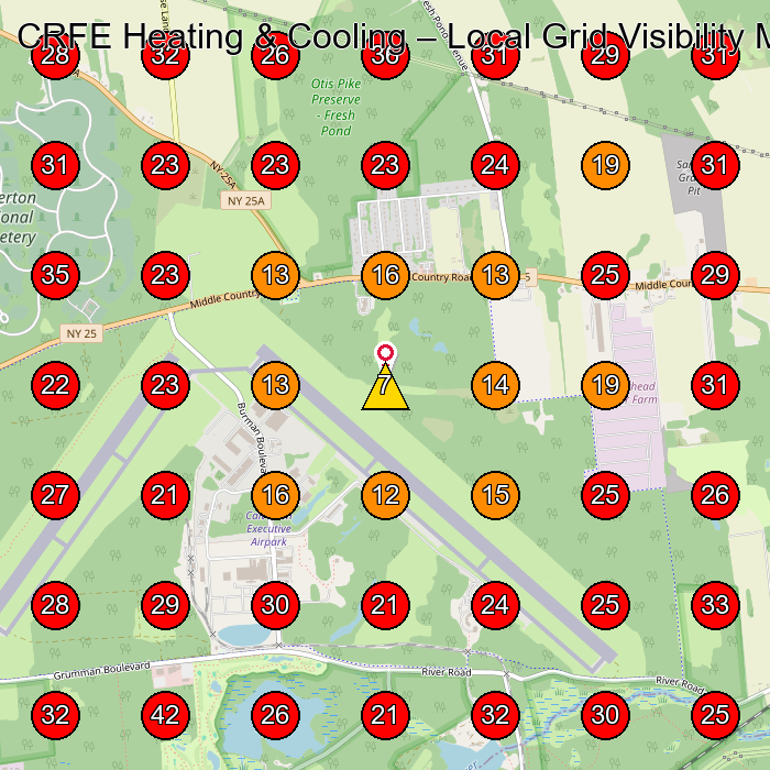 CRFE Heating & Cooling GeoGrid visibility map for Hvac Contractor in None
